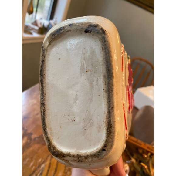 American Bisque Pottery Pitcher With Strawberry Design 6.5" Tall X 8" Wide Vinta - Picture 7 of 7